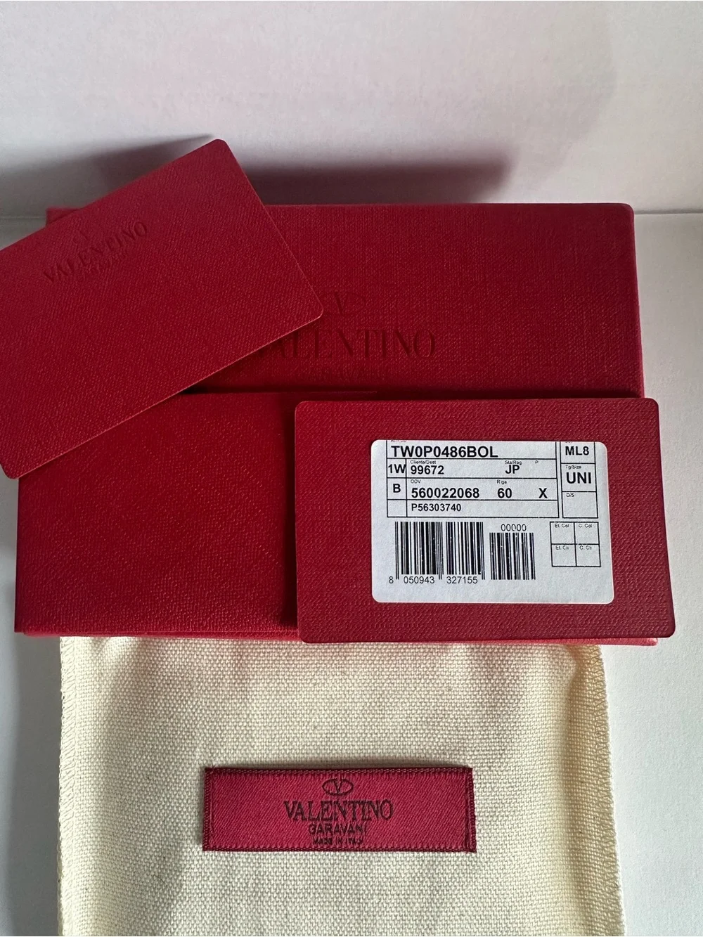 NWT Valentino Garavani Rockstud Light Grey Leather Card Holder Full Set